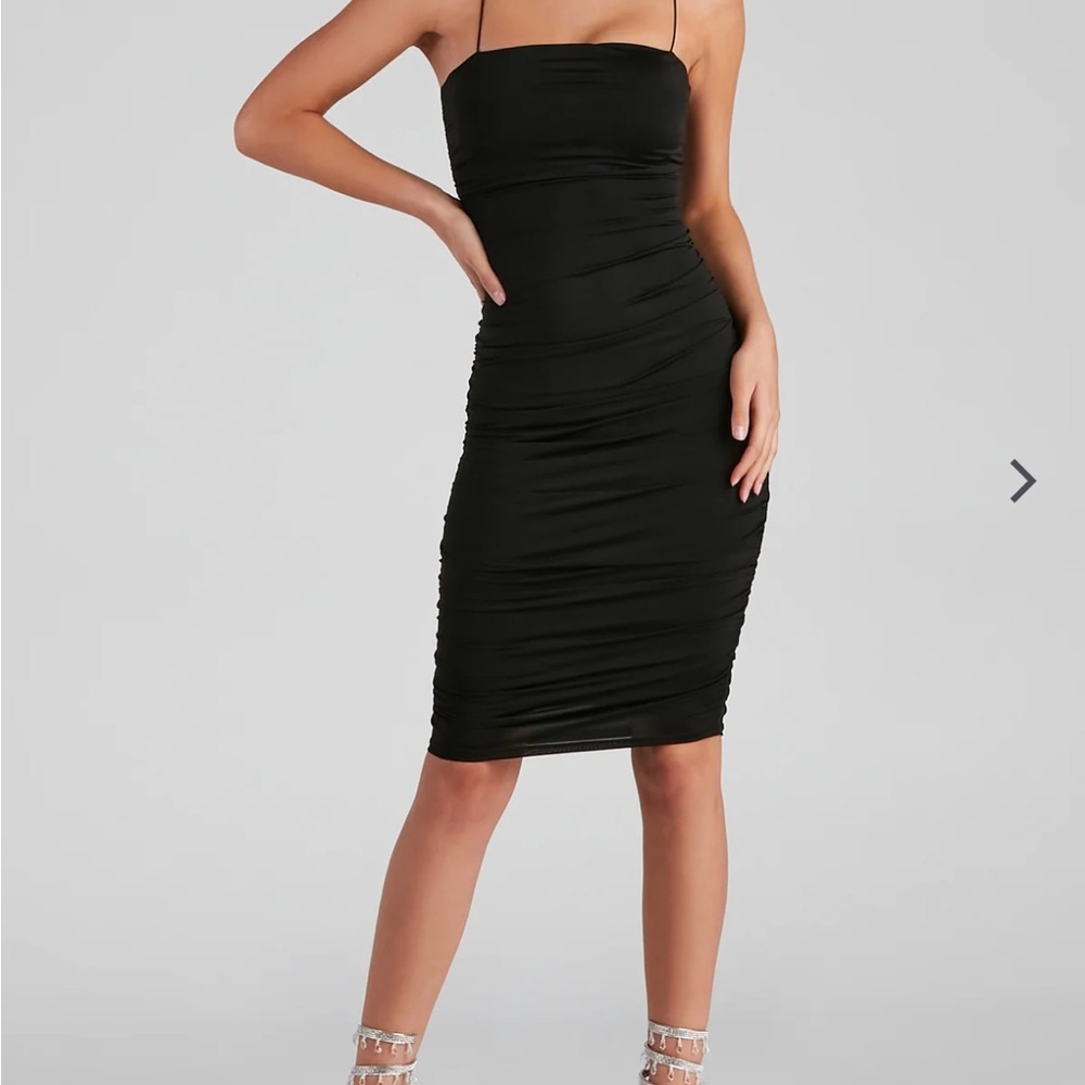 Windsor Black Ruched Mini Dress